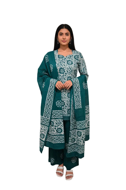 Emerald Batik Elegance Palazzo Set