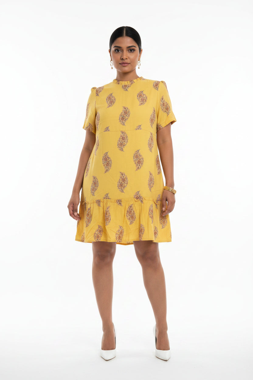 Mustard Yellow Paisley Print Dress
