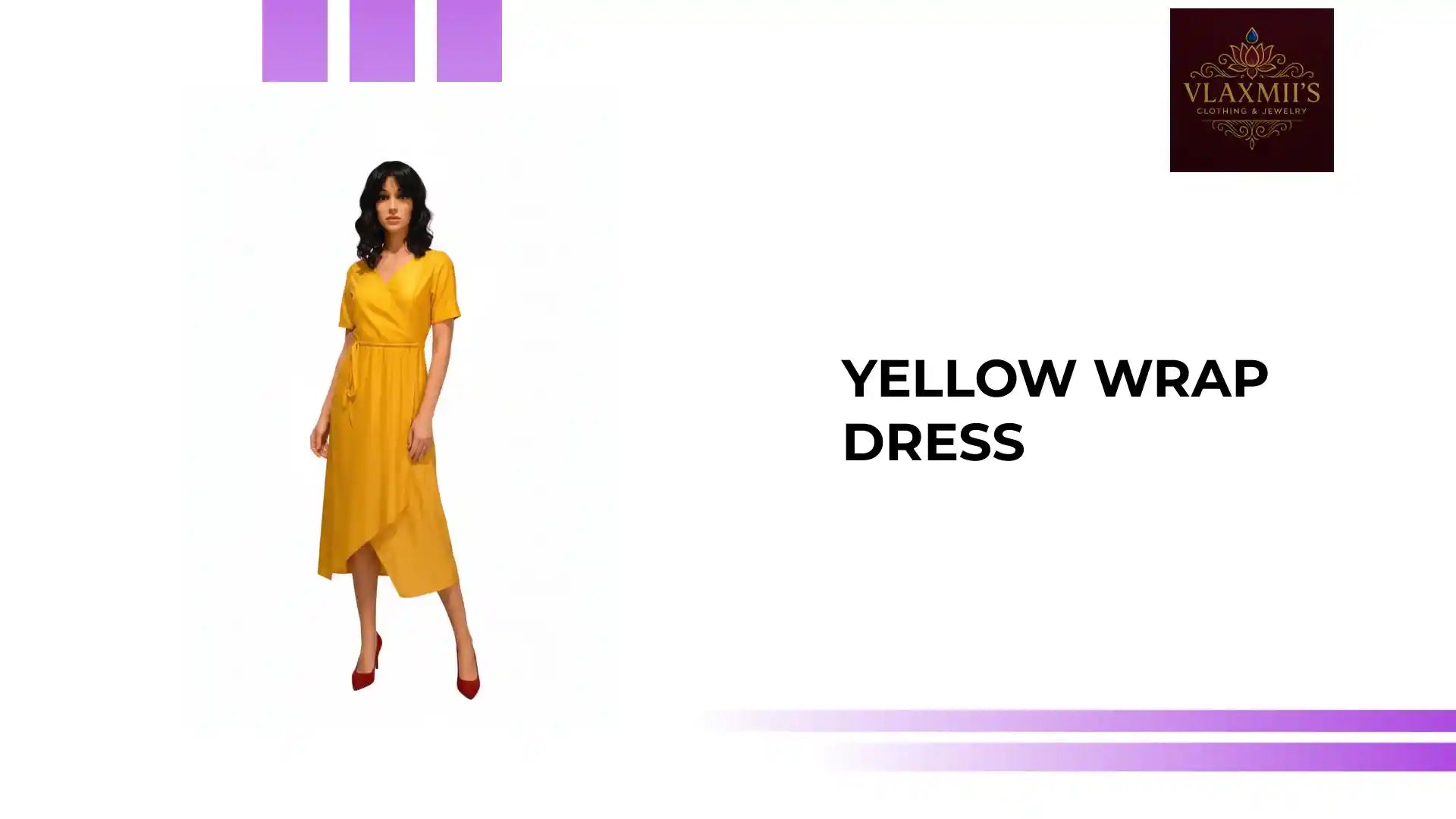 Yellow Wrap Dress by@Outfy