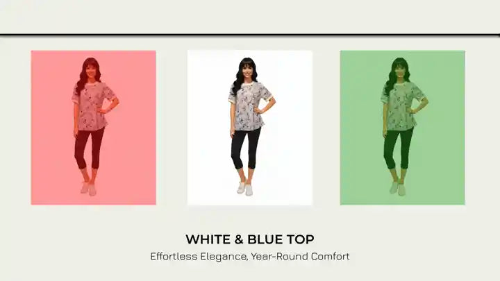 White &amp; Blue Top by@Outfy
