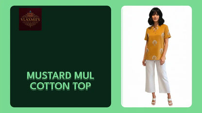 Mustard Mul Cotton Top by@Outfy