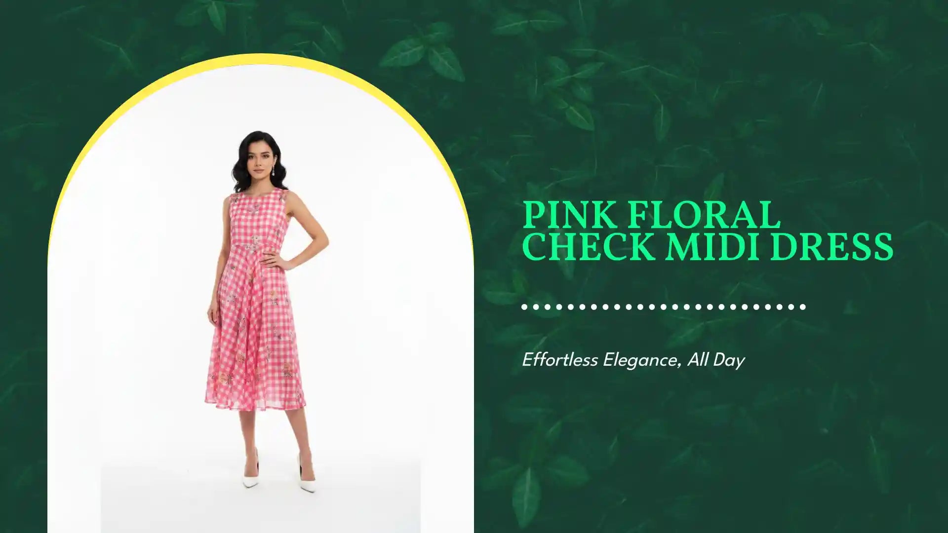 Pink Floral Check Midi Dress by@Outfy