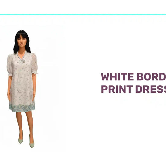 White Border Print Dress by@Outfy