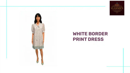 White Border Print Dress by@Outfy