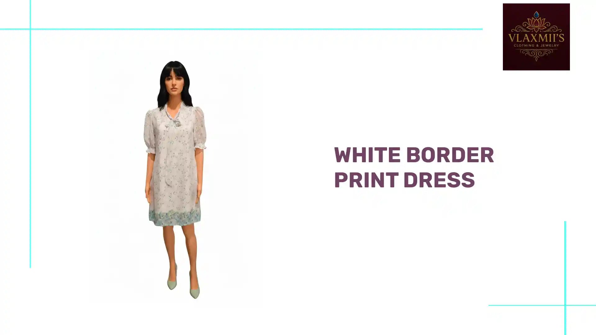 White Border Print Dress by@Outfy