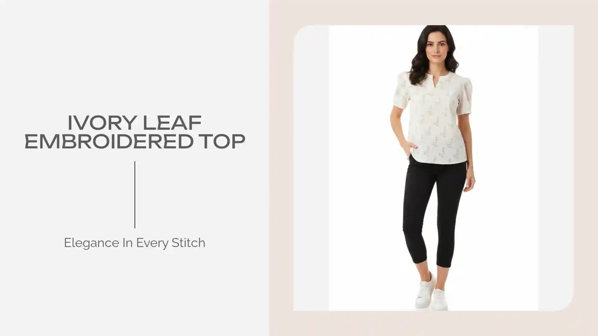 Ivory Leaf Embroidered Top by@Outfy
