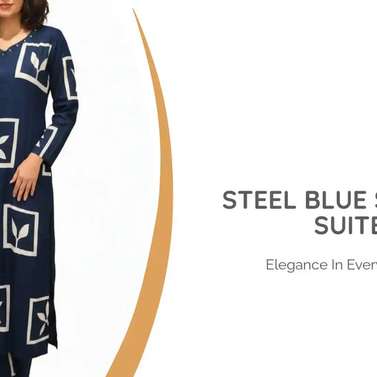 Steel Blue Salwar Suite by@Outfy