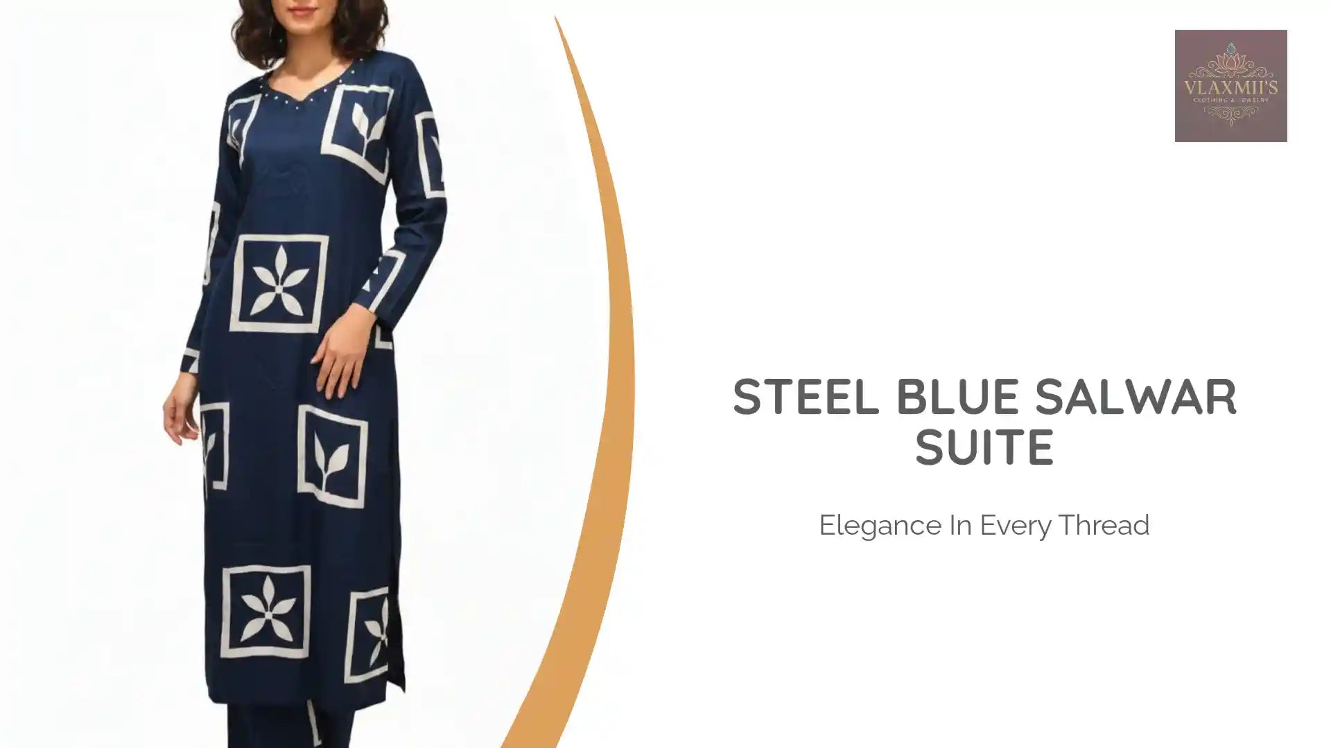 Steel Blue Salwar Suite by@Outfy