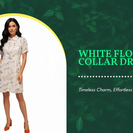 White Floral Collar Dress by@Outfy