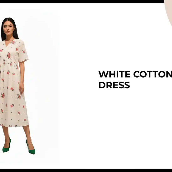 White Cotton Midi Dress by@Outfy