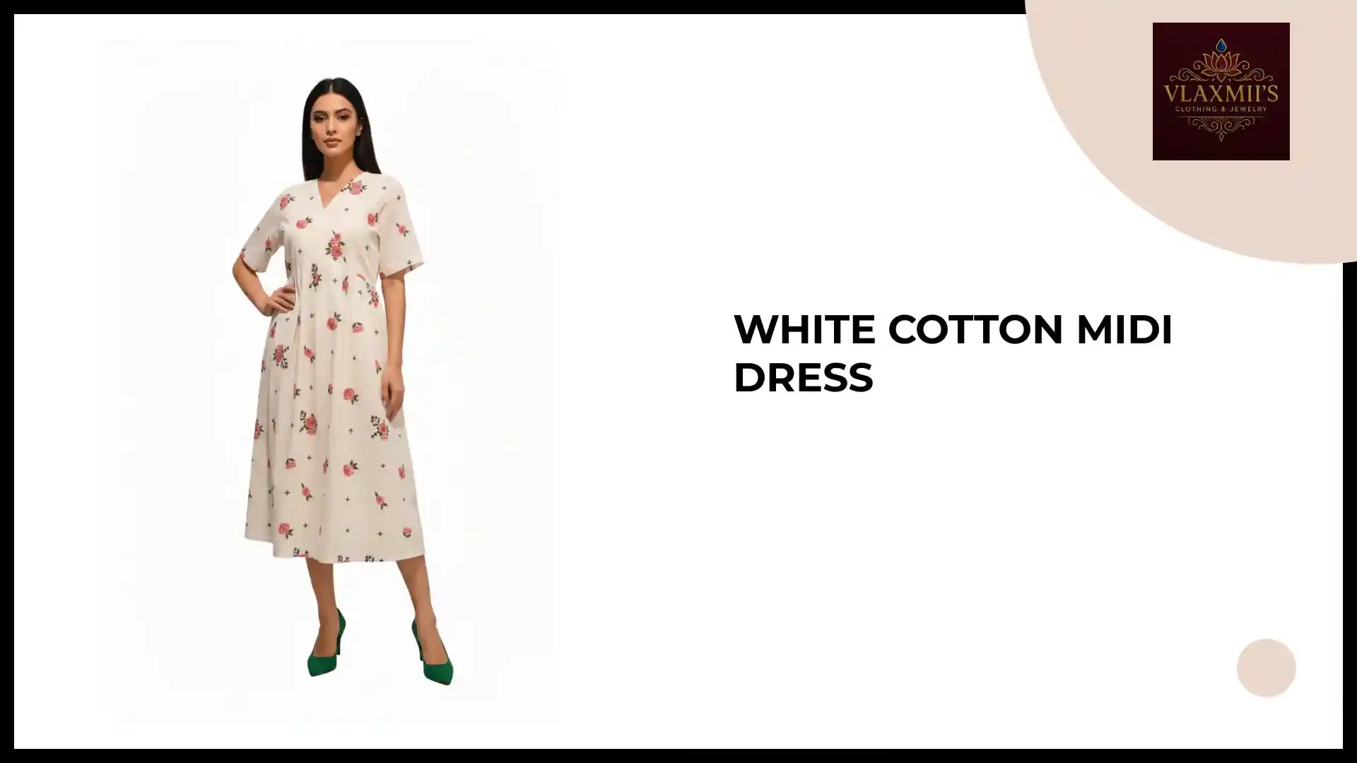 White Cotton Midi Dress by@Outfy