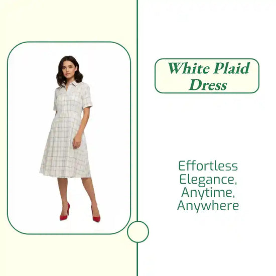 White Plaid Dress by@Outfy