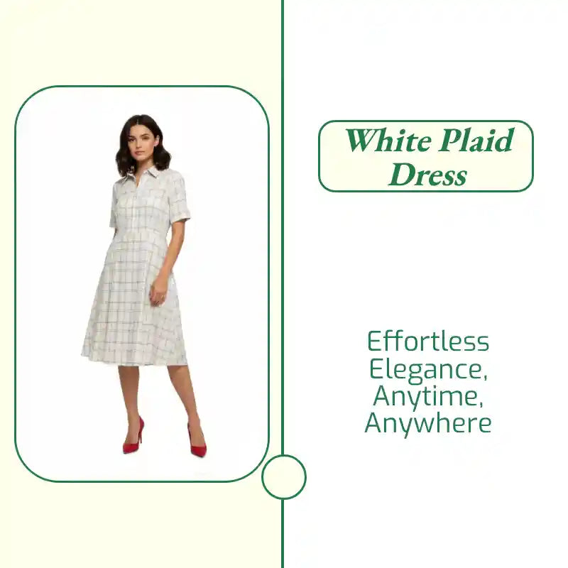 White Plaid Dress by@Outfy
