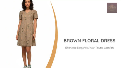 Brown Floral Dress by@Outfy