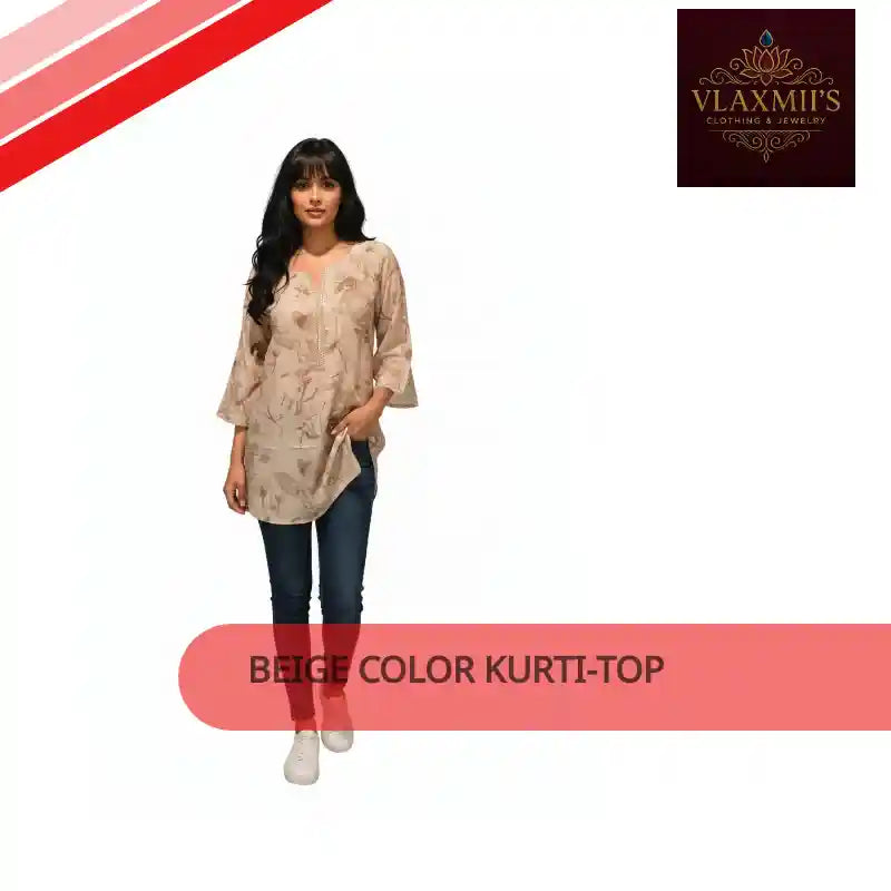 Beige Color Kurti-Top by@Outfy