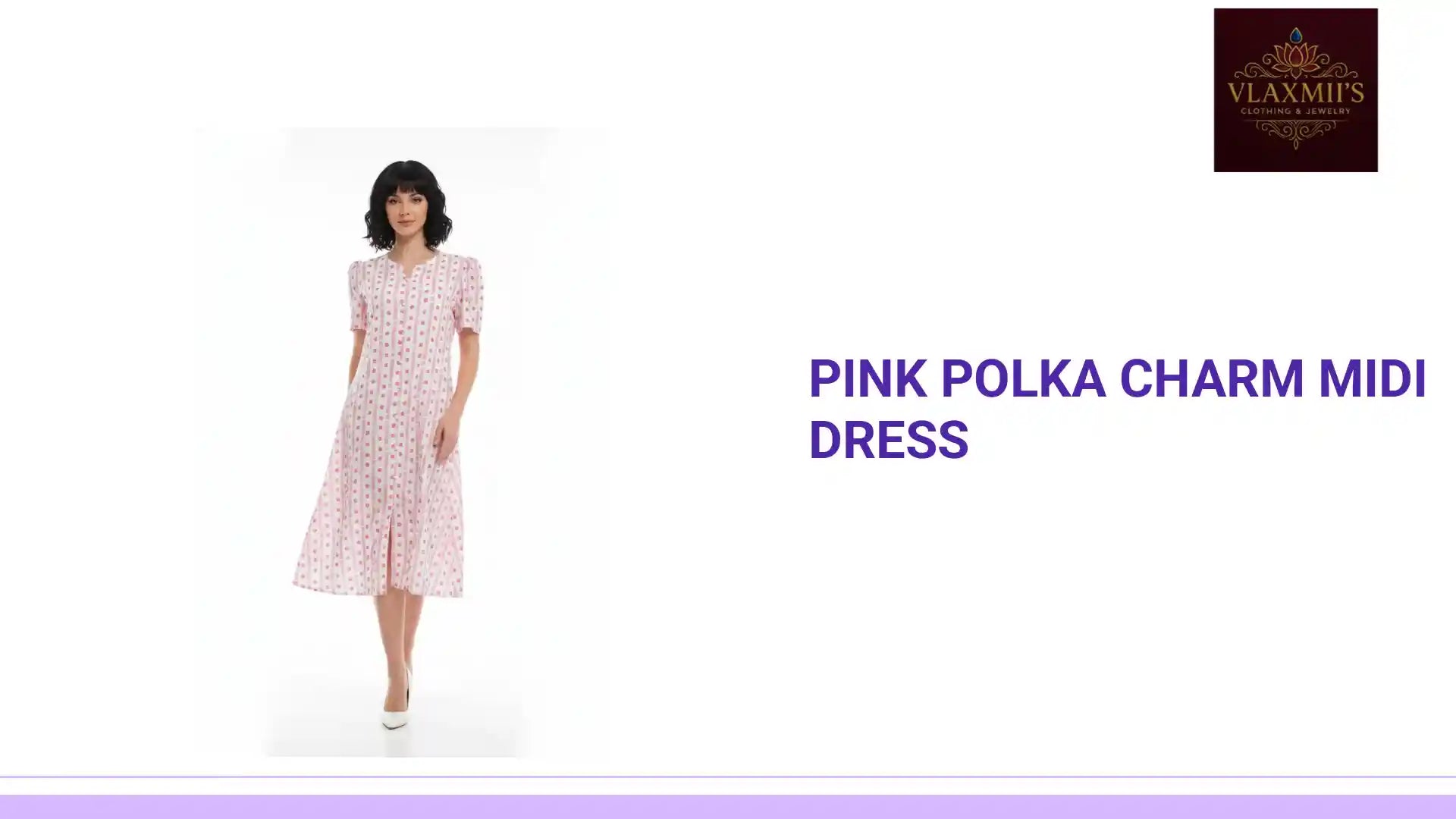 Pink Polka Charm Midi Dress by@Outfy