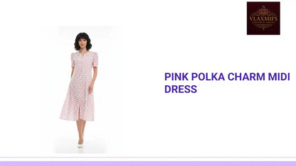 Pink Polka Charm Midi Dress by@Outfy