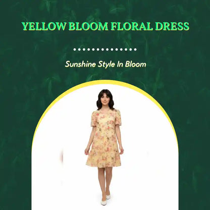 Yellow Bloom Floral Dress by@Outfy