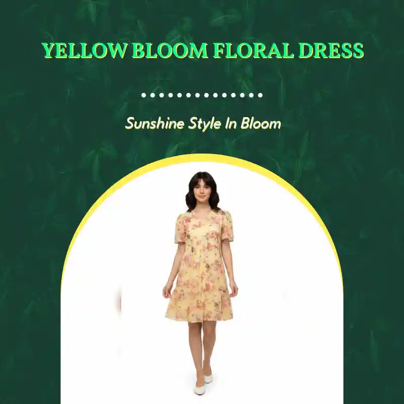Yellow Bloom Floral Dress by@Outfy