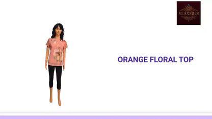 Orange Floral Top by@Outfy