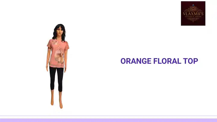 Orange Floral Top by@Outfy