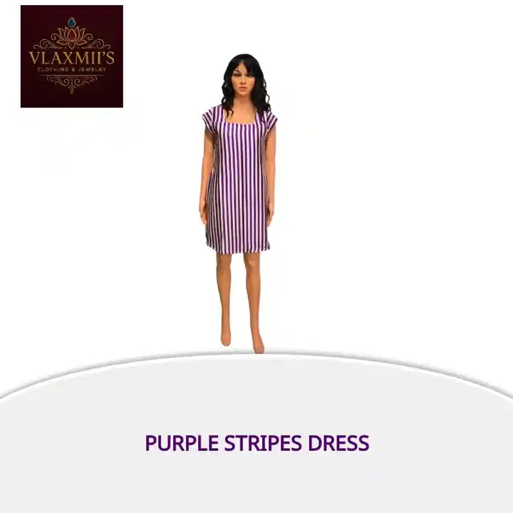 Purple Stripes Dress by@Outfy