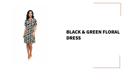 Black &amp; Green Floral Dress by@Outfy