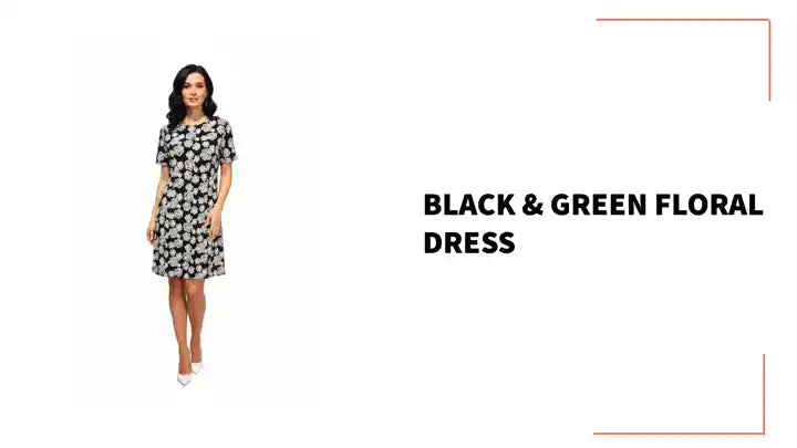 Black & Green Floral Dress by@Outfy