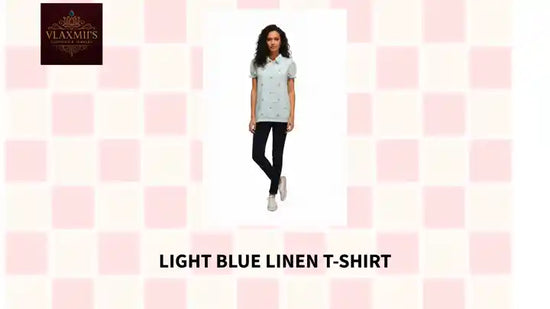 Light Blue Linen T-Shirt by@Outfy