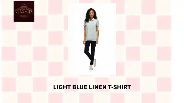 Light Blue Linen T-Shirt by@Outfy