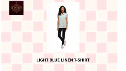 Light Blue Linen T-Shirt by@Outfy