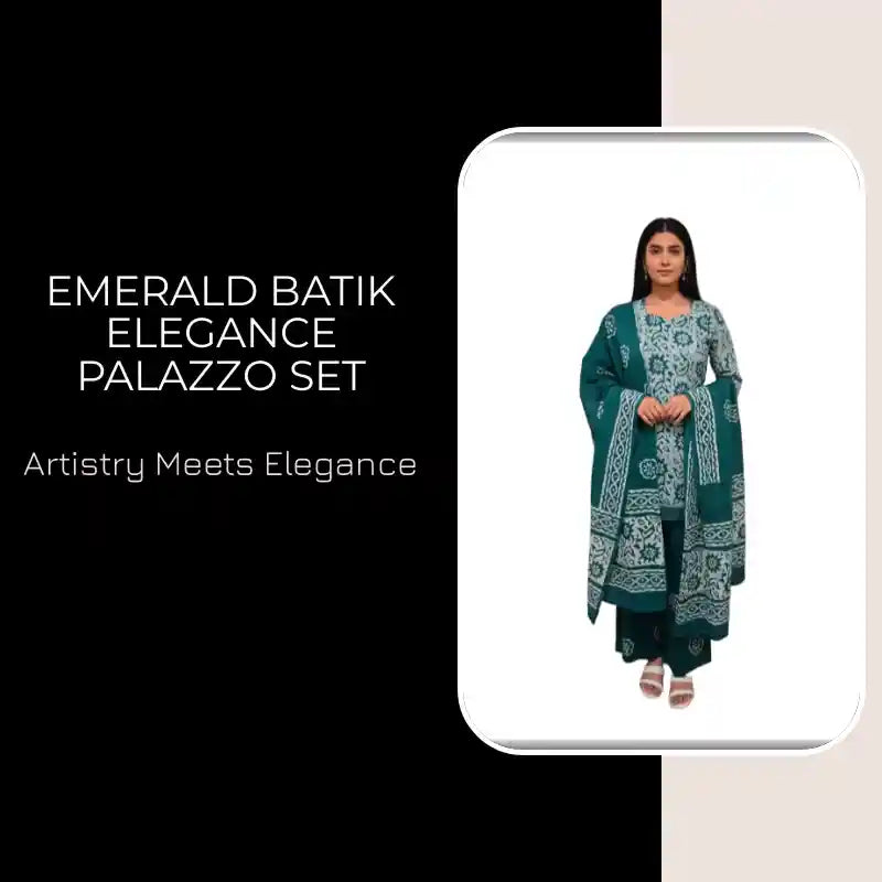 Emerald Batik Elegance Palazzo Set by@Outfy