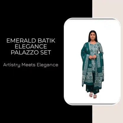Emerald Batik Elegance Palazzo Set by@Outfy