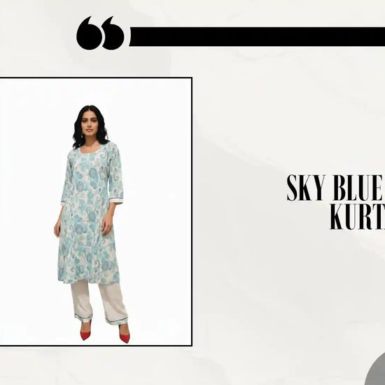 Sky Blue Printed Kurta Set by@Outfy