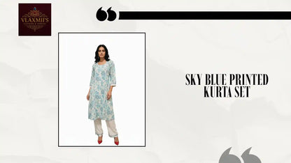 Sky Blue Printed Kurta Set by@Outfy