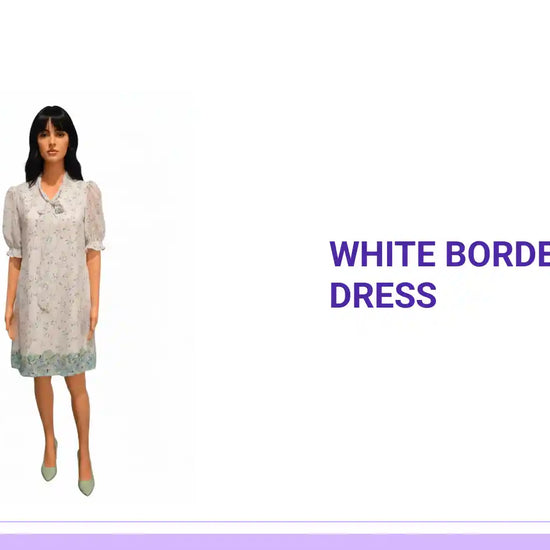 White Border Print Dress by@Outfy