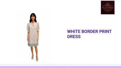 White Border Print Dress by@Outfy