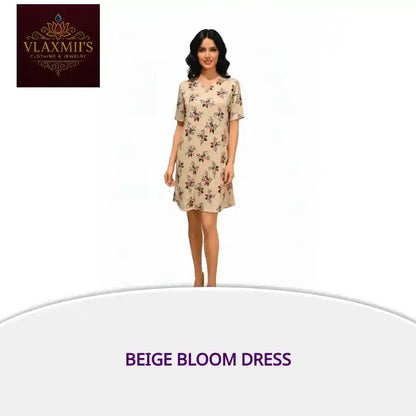 Beige Bloom Dress by@Outfy