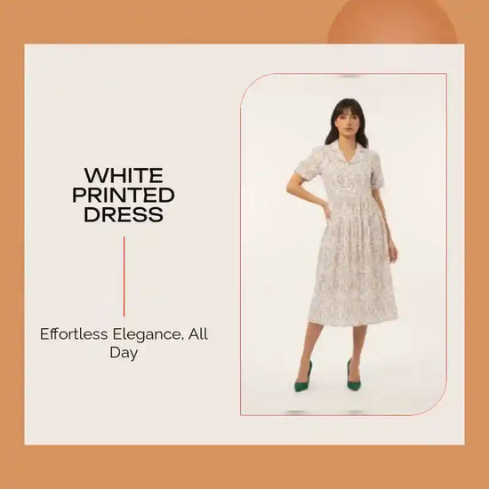 White Printed Dress by@Outfy