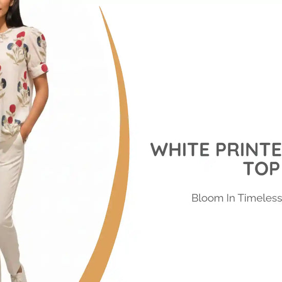 White Printed Floral Top by@Outfy