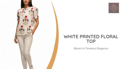 White Printed Floral Top by@Outfy