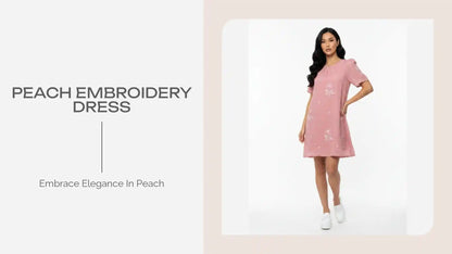 Peach Embroidery Dress by@Outfy