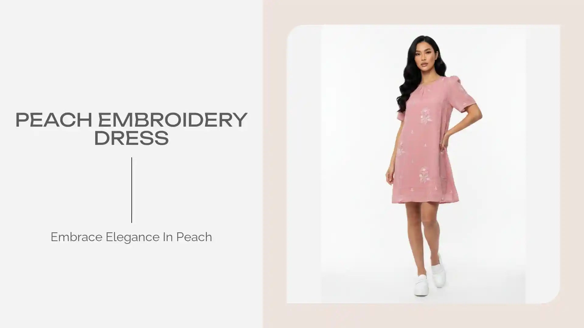 Peach Embroidery Dress by@Outfy