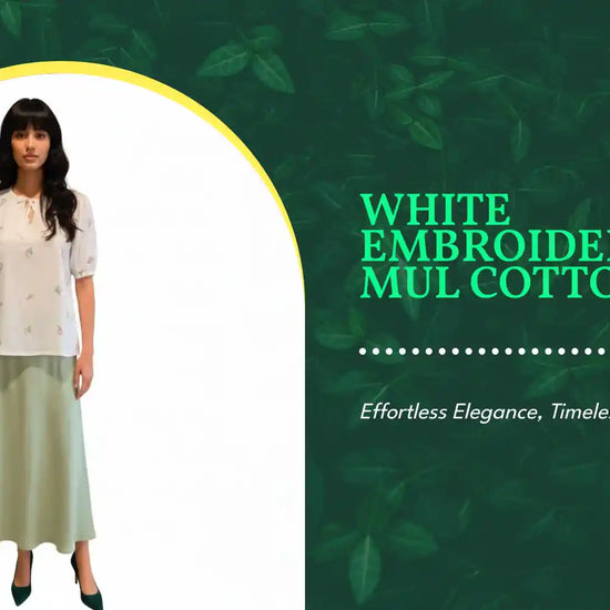 White Embroidered Mul Cotton Top by@Outfy