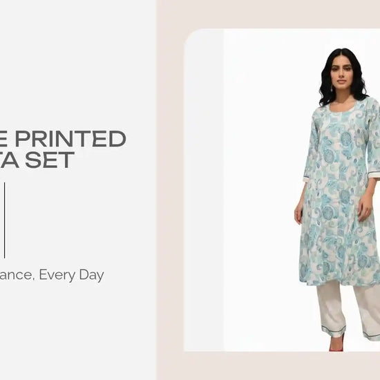 Sky Blue Printed Kurta Set by@Outfy