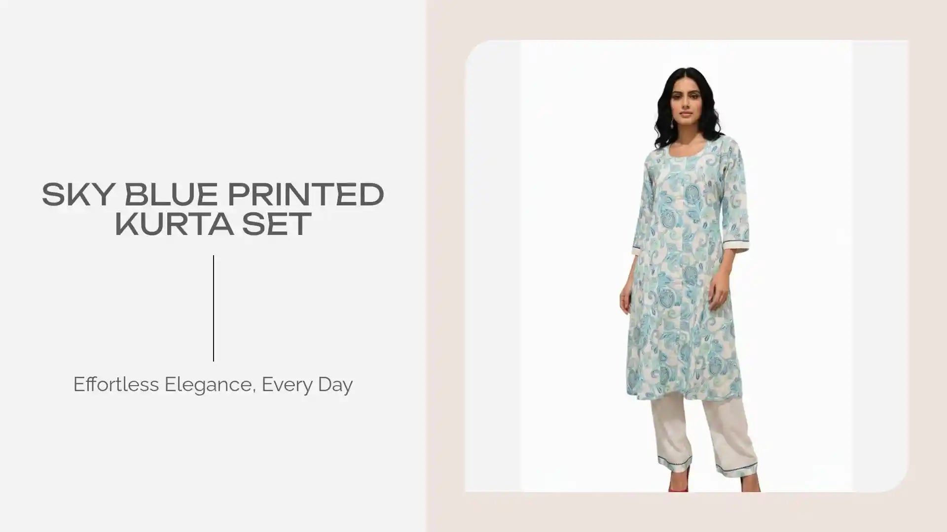 Sky Blue Printed Kurta Set by@Outfy