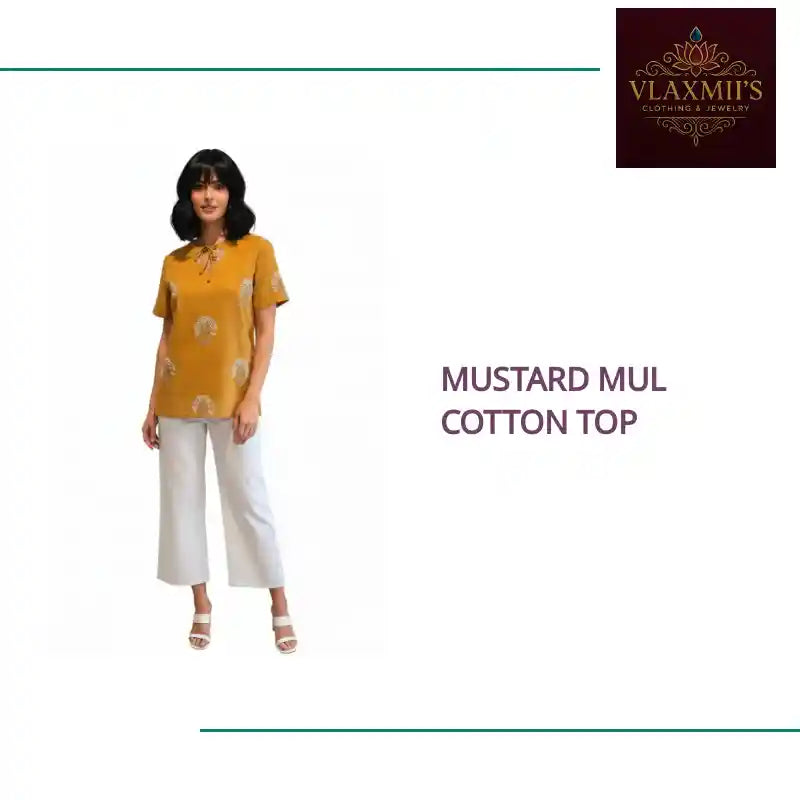 Mustard Mul Cotton Top by@Outfy