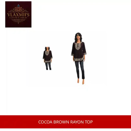 Cocoa Brown Rayon Top by@Outfy