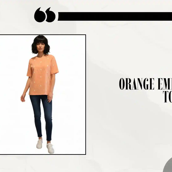 Orange Embroidered Top by@Outfy