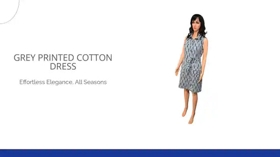 Grey Printed Cotton Dress by@Outfy